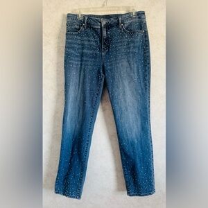 Chico's So Slimming Girlfriend Leg Ankle Jeans Embellished Rhinestones Size 1.5